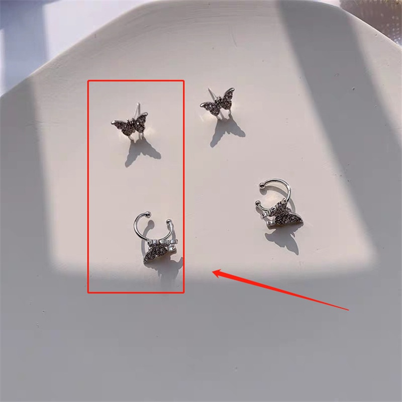 Kpop mini minimalistisk sommerfugl fe skinnende udsøgt æstetisk øreben klip ingen piercinger øreringe til kvinder egirl bff smykker: Ørepropper øreprop