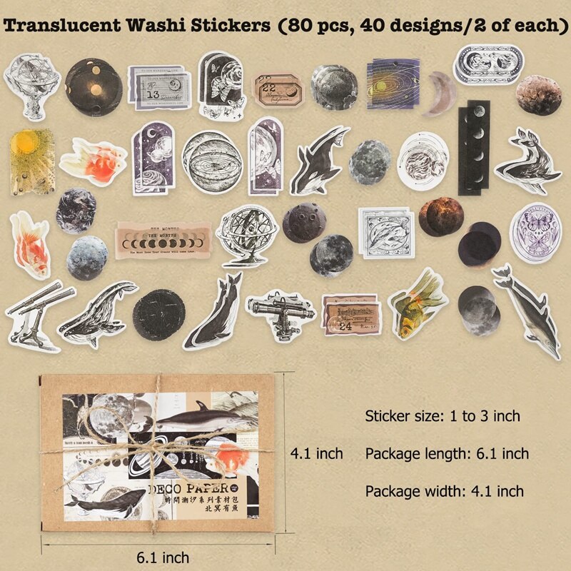Washi Stickers Knaid 200 Pieces Vintage Ephemera Pack Decoupage Paper ...