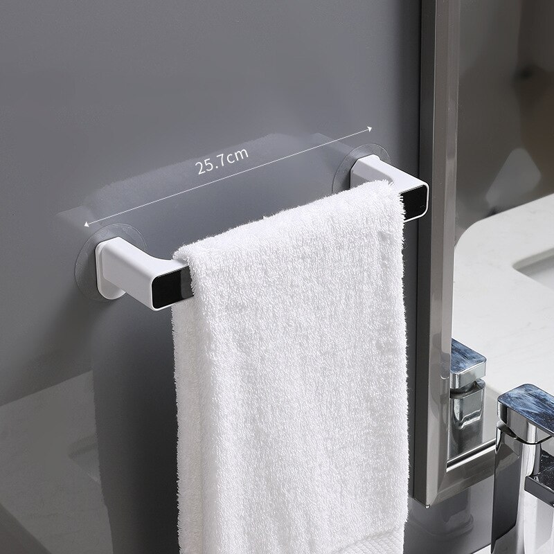Selvklæbende håndklædeholder rack vægmonteret håndklædehænger badeværelse håndklædeholder hylde skoholder hængende badeværelse arrangør: S sort