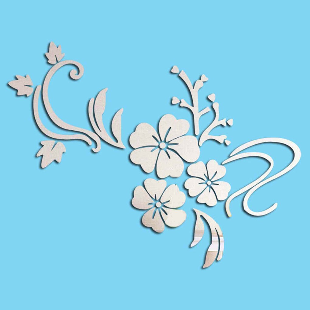 Hibiscus Shape Wall Sticker 3D Flower Acrylic Mirror Decal Bath Home Decor Sticker Self Adhesive Home Wall Decoration Supplies