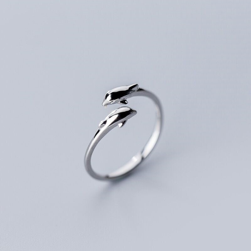 Hiphop Vintage Dolfijn Vis Ringen Voor Vrouwen Engagement Meisjes Party Vinger Ring Sieraden Bijoux Accessoires