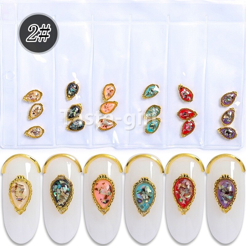 18Pcs 3d Metal Glitter Nail Art Decoraties Shell Steentjes Charmes Nagels Sieraden Accessoires Gem: Style 02