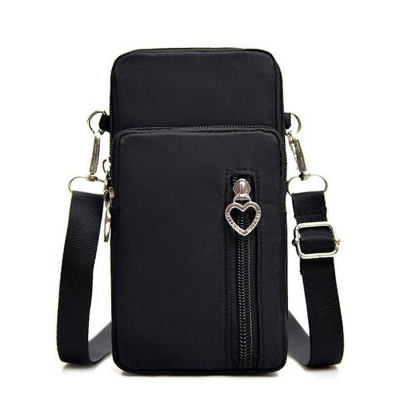 Woman Messenger Bag Mini Shoulder Bag Diagonal Multi-Function Mobile Phone Bag Outdoor Earphone Pouch Sports Bag: Black L