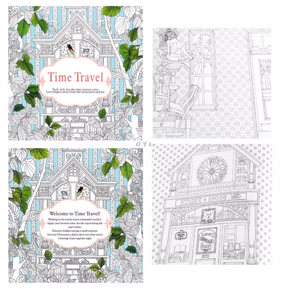 Time Travel-libro para colorear con Graffiti en inglés para niños, libros para pintar