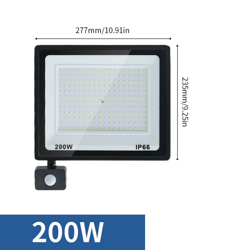 Led Floodlight 50W 100W AC220V Reflector Flood Light Waterproof Ip66 Garden Spotlight Pir Motion Sensor Wall Outdoor Lighting: black / Yellow / 4200 K