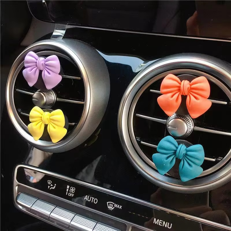 Désodorisant de voiture avec nœud papillon, parfum de style de voiture, odeur naturelle, clip de sortie de climatiseur, accessoires automobiles