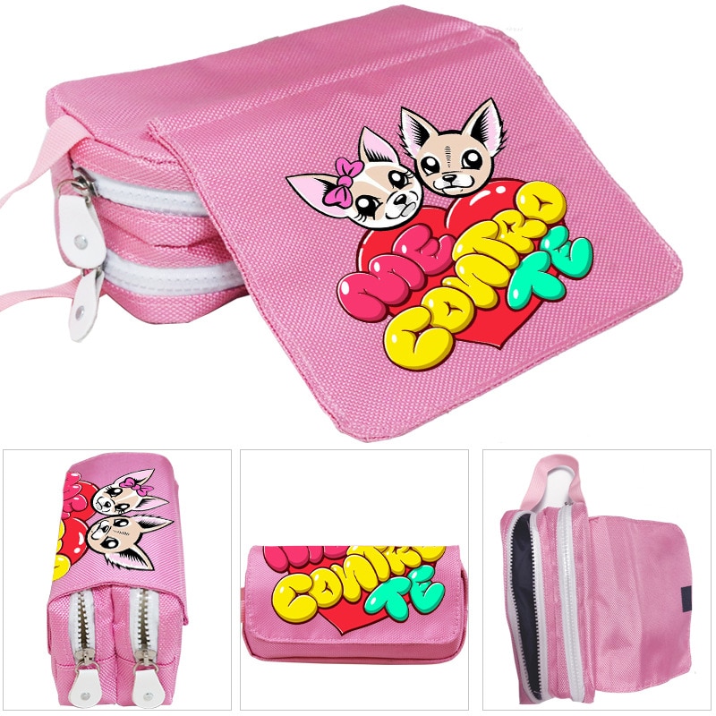 Lady Cosmetic Bag Girls Big Pencil Pouch Me Contro Te Pencil Case Oxford Cloth Double-layer Pencil Bag for School Student Boys: pink 4