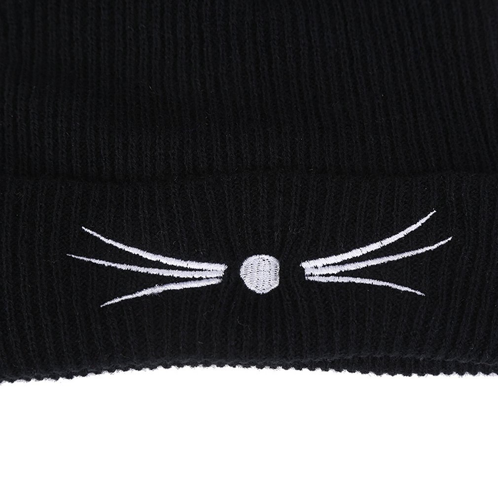 Funny Cat Ear Hat Winter Knit Cap Warm Winter Autumn Cap for Women Cap Solid Color Knitted Hat Cap