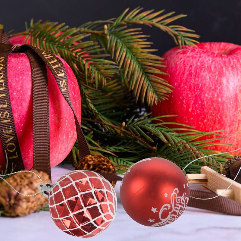 6Cm Kerst Xmas Tree Bal Snuisterij Opknoping Thuis Party Ornament Decor Hanger Opknoping Home Decoratie Bal Voor Party Red wit