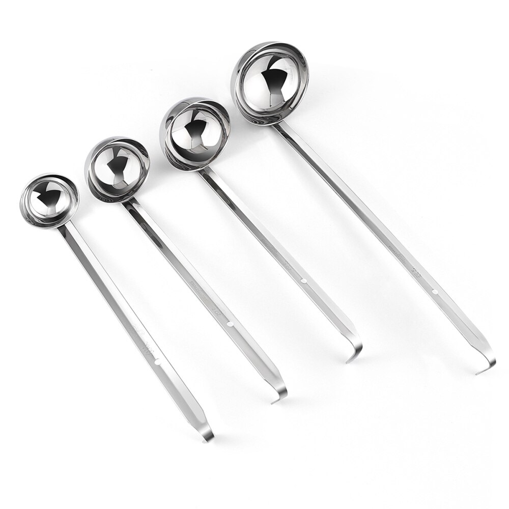 BESTONZON 4pcs Stainless Steel Spoons Hangable Soup Ladles Long Hangle Soup Serving Spoons for Home Kitchen Bar: Default Title