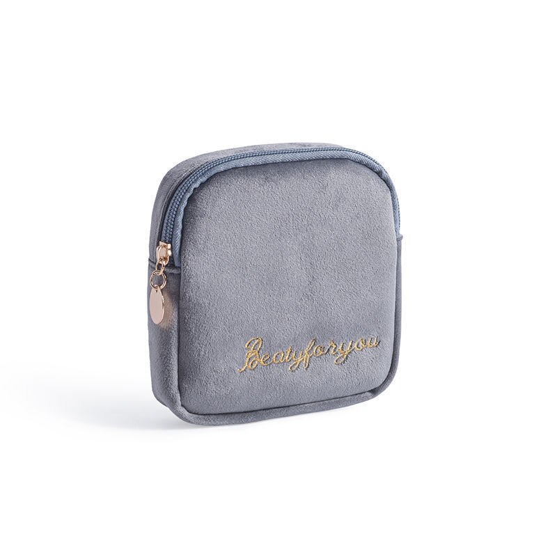 Meisjes Luier Maandverband Opbergtas Fluwelen Maandverband Tassen Sieraden Organizer Oortelefoon Pouch Cosmetische Geval: gray
