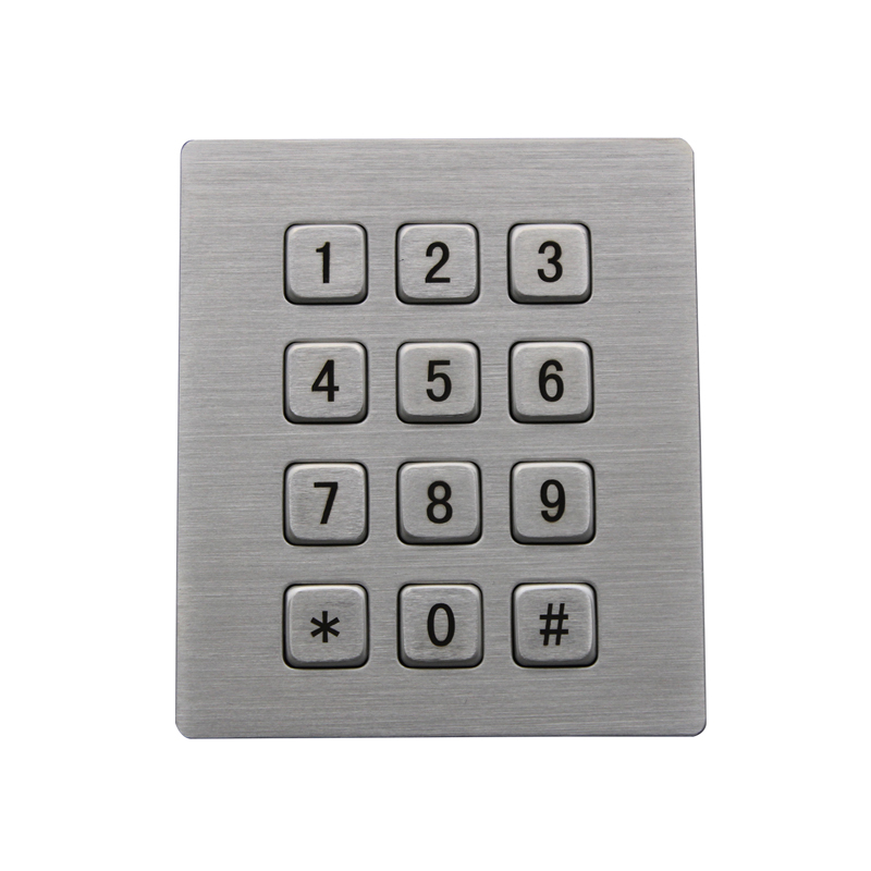 Industrial Keyboard with 12 Keys IP65 3x4 Kiosk Metal USB Keypad Stainless Steel Metallic Waterproof Slim Electric Lock Keypad: BROWN / blue switch
