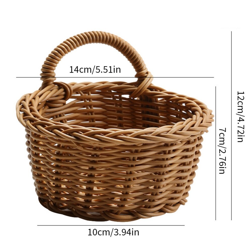 Cesta de paja decorativa montada en la pared, florero de mimbre tejido colgante, maceta, cestas de almacenamiento de mimbre para césped, estante de almacenamiento para jardín: Amarillo claro