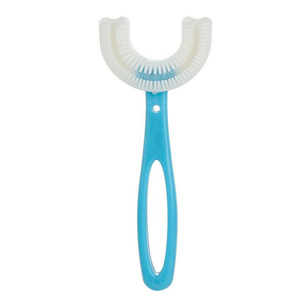 Cepillo de dientes redondo en forma de U para niños, de silicona de grado alimenticio, en forma de U, para limpieza de dientes de boca completa: blue for 6-12