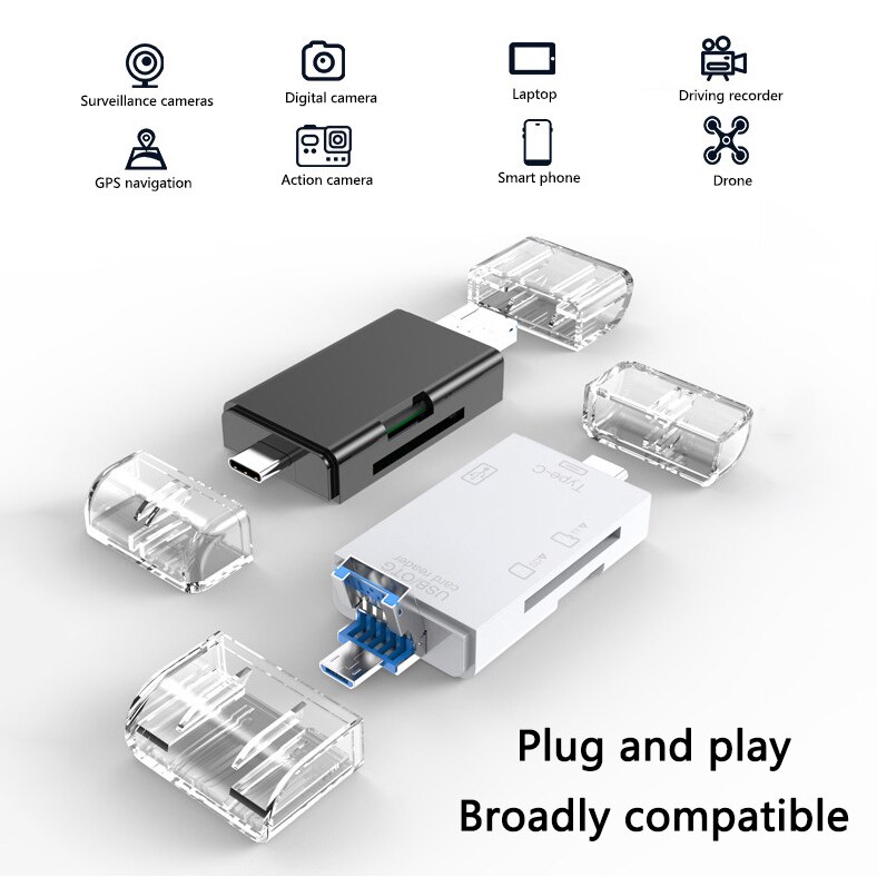 2022 TF SD Kartenleser Tragbare USB 2,0 Typ C Dual Slot-Speicher Karte Adapter Langlebig Und Praktische Für täglichen Gebrauch Tragbare