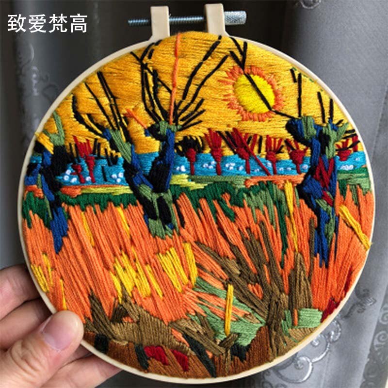 Landscape Painting Embroidery Materials Package DIY Handcrafts Cross Stitch Kits Beginner Embroidery Supplies Needlework Set: 4