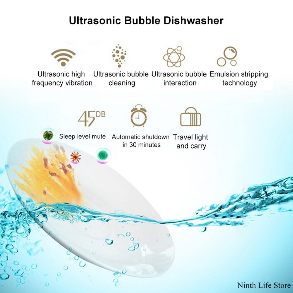Mini Ultrasonic Dishwasher USB Rechargeable Washing Machine Kitchen Dish Washer Electric Vegetable And Fruit Washing Machine