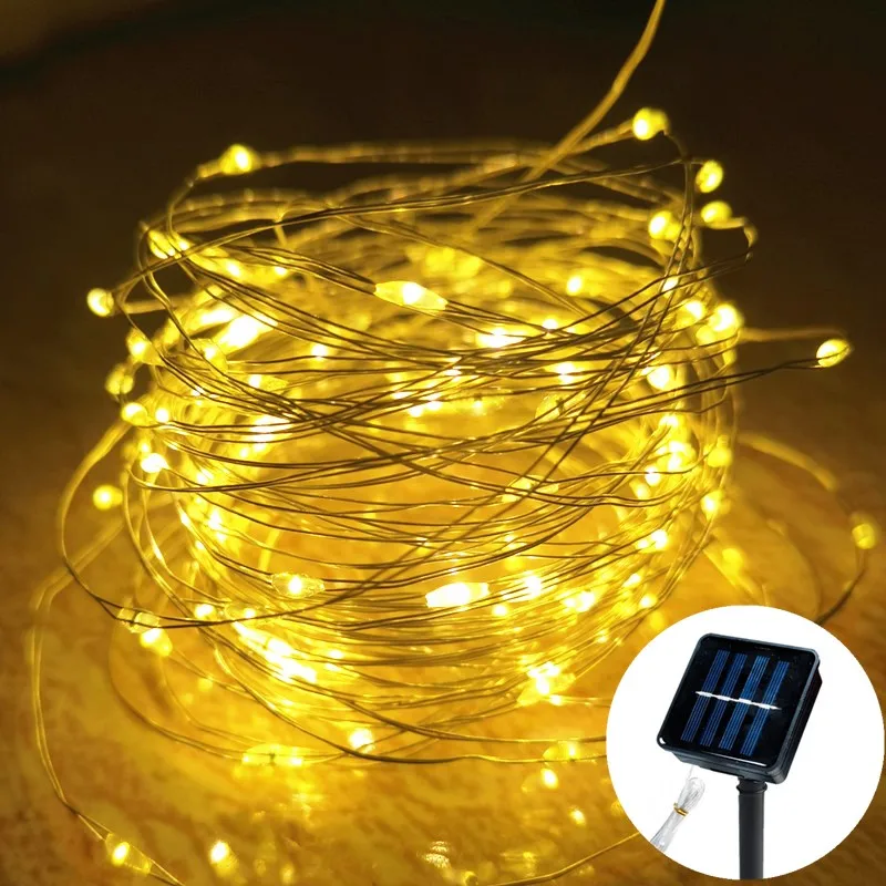 Led solcelledrevne lyskæder 8 tilstande jule-led-lys udendørs have terrasse trådgirlande lys julelys: Blå / 21-30w