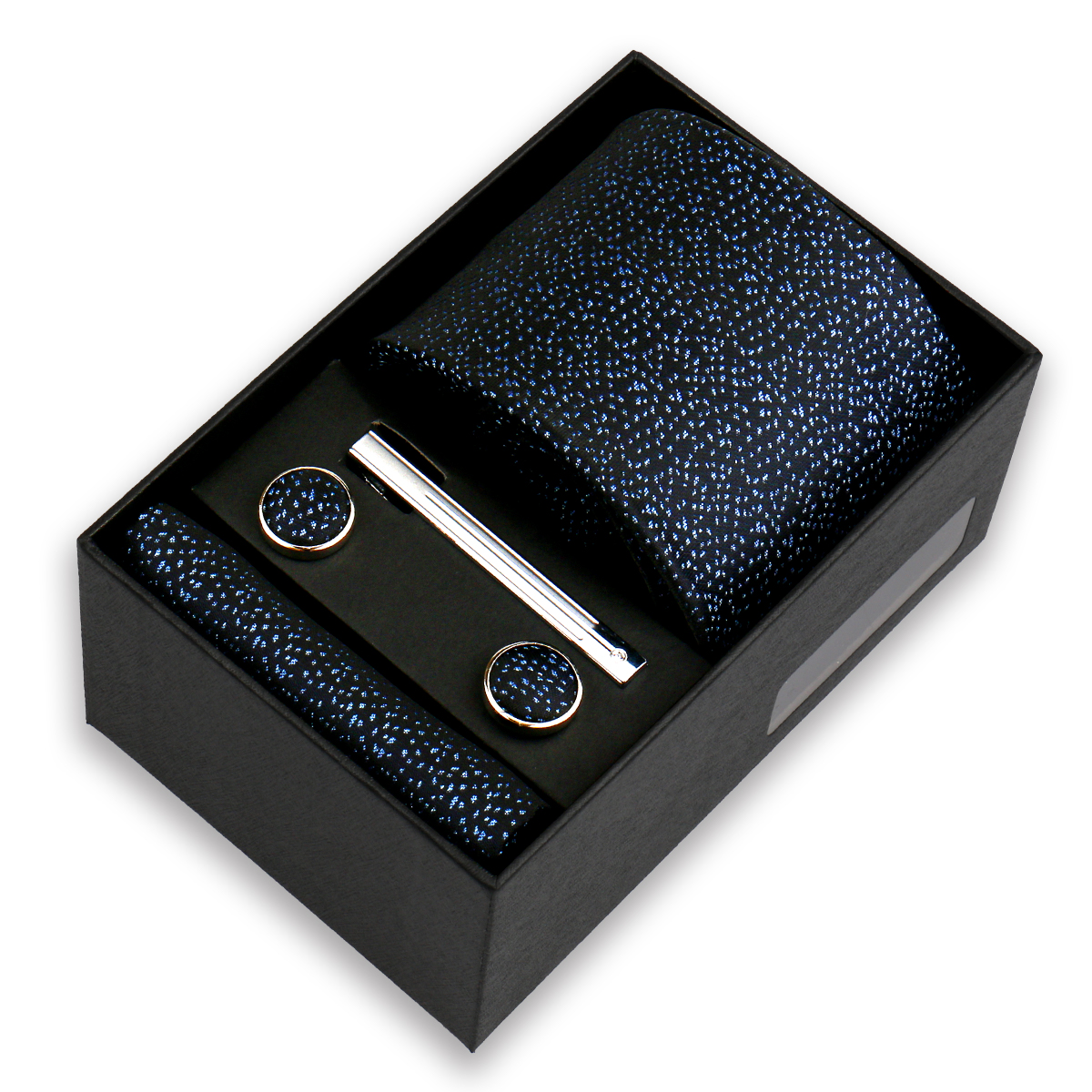 Conjunto de gravata de luxo para homens caixa de presente de negócios festa de casamento moda masculina conjunto de gravata paisley lenço abotoadura gravata-clipe terno presente para homem: PEACOCK BLUE