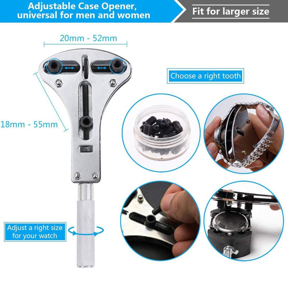 151 Pcs/Set Watch Repair Kit Strap Link Removal Tool Carrying Case Easy To Carry Adjustable Opener Home Use Watch Repair