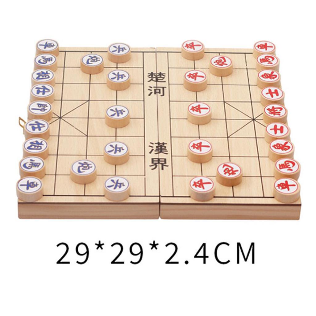Foldable Wooden Chinese Chess Board Games Tabletop Portable Puzzle Chinese Xiangqi Chess Set For Student Adult: Small