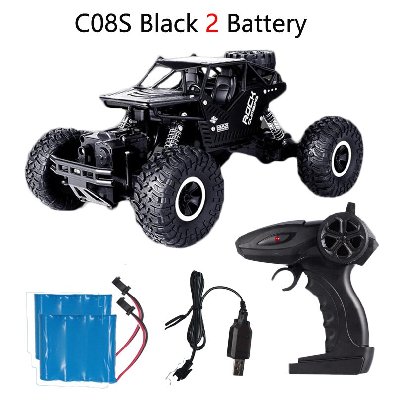 C08S Afstandsbediening Speelgoed Rc Auto 1:16 4WD Klimmen Auto Bigfoot Auto Off-Road Voertuig Speelgoed Voor Kinderen dubbele Motoren: Black 2B