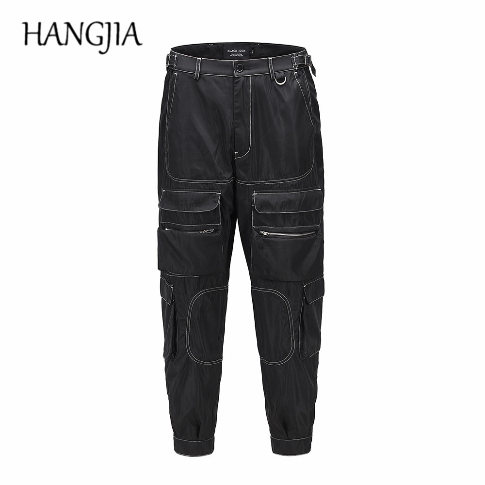 Mehrere Taschen Hüfte hüpfen Radfahrer Ladung Hosen Männer Hübscher Streetwear Funktion Jogger Hosen Klettverschluss Verschluss Hosen für Männer