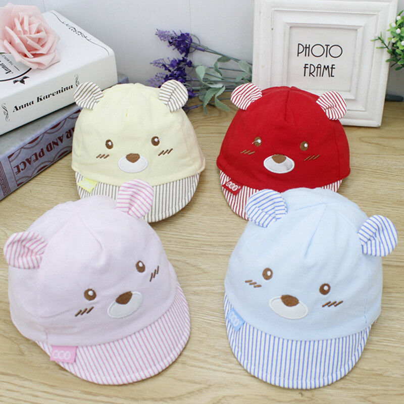 Cute Bear Baby Kids Caps Cotton Soft Baby Girls Boys Caps Summer Beach Hats For Kids Infant Children Sun Hat With Ear