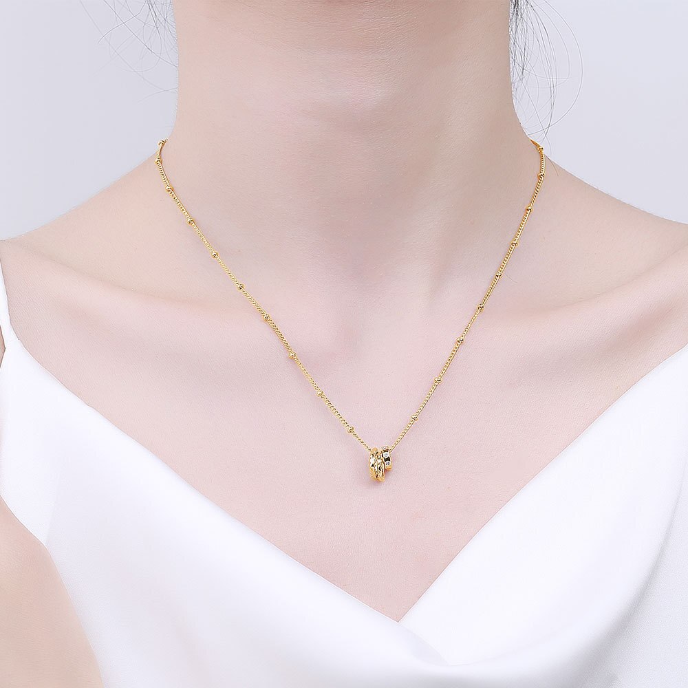 Collana color argento per donna Zircle 3 cerchi Catena Chocker Chirstamas Regalo Fine Jewery
