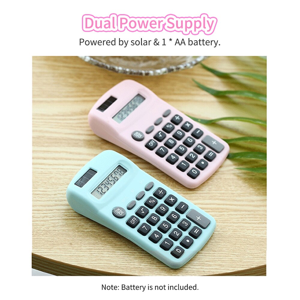 Mini Calculator 8 Digits Display Solar & Battery Dual Power Portable Electronics Calculator Accounting Tool for School Students