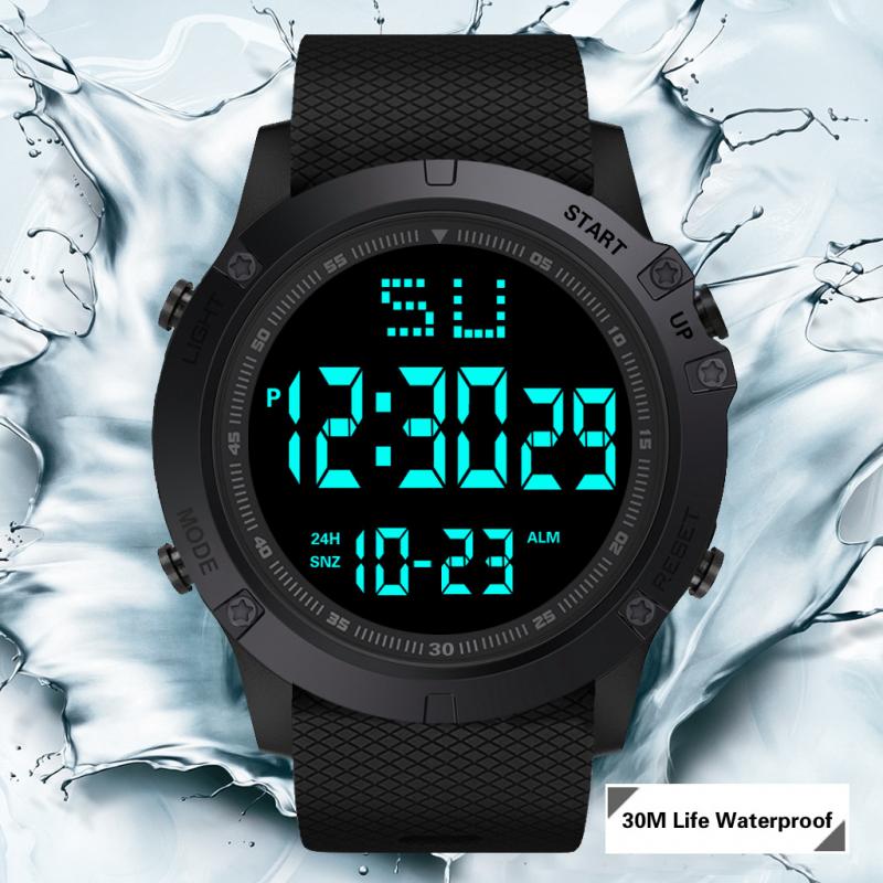 HONHX-reloj electrónico resistente al agua, multifunción, LED, pantalla grande negra, cronómetro Digital, despertador, reloj de pulsera deportivo con fecha