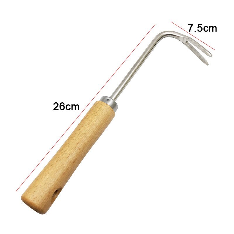 Garden Grass Hand Weeder Wood Handle Stainless Steel Grassroots Weeding Deeper Digging Removal Cutter Puller Tool Yard Lawn Farm