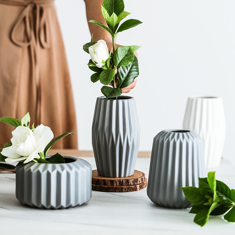 1pc vases origami en céramique pour fleurs, décoration d'intérieur, vase de table, pièce maîtresse en porcelaine, récipient pour plantation d'eau