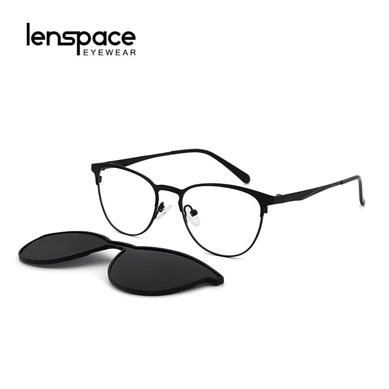 Lenspace-gafas de sol redondas polarizadas para hombre, lentes de sol masculinas con Clip magnético, TR90, graduadas ópticas, accesorios para gafas