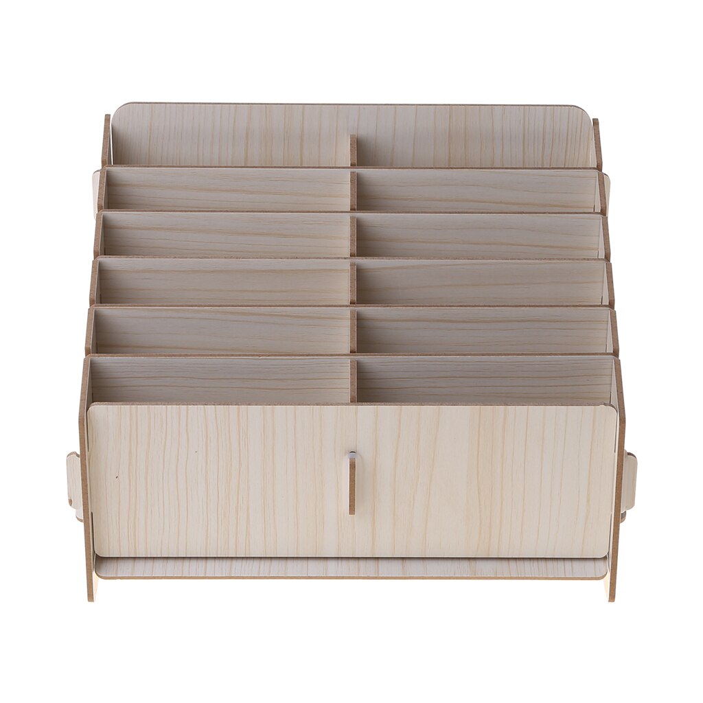 12 Compartments Wooden Mobile Phone Storage Management Box Desk Supplies Organizer Classroom Office Meeting Home