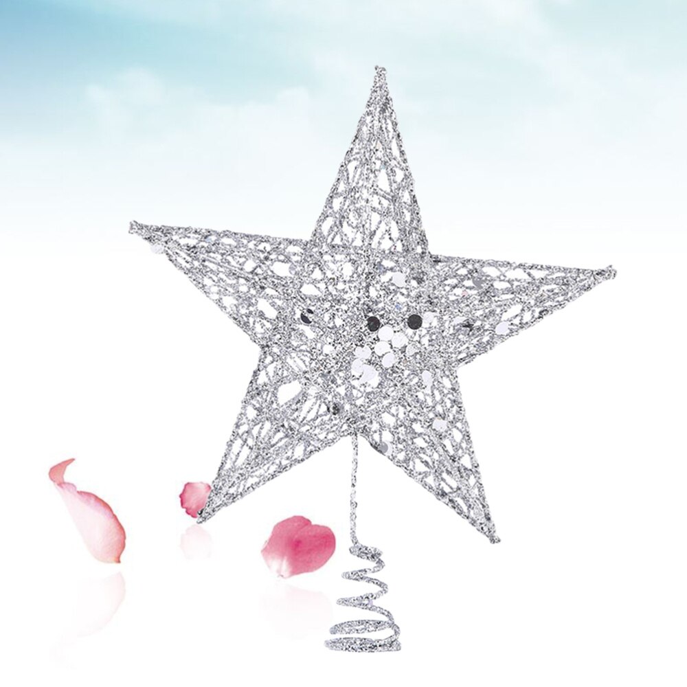 20cm étoile décoration sommet de sapin 5 pointu paillettes arbre de noël brillant ornement pour la fête à la maison (rouge)