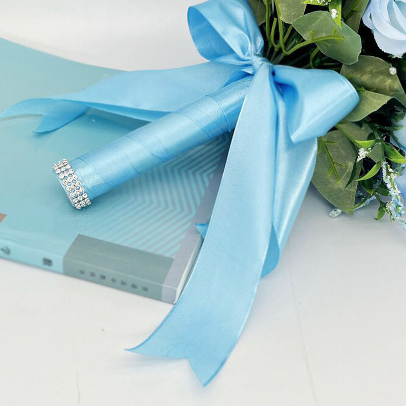 Ramo de novia, flores, accesorios de boda para dama de honor, rosas artificiales azules, ramos de novia, decoración de boda