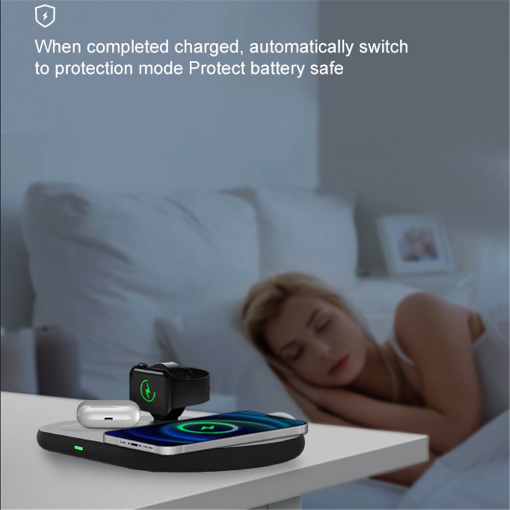Kebidu 3 In 1 Draadloze Oplader 15W Snel Opladen Dock Station Smart Charger Voor Iphone 13 12 Xs Xr x8 Z5A Voor Apple Horloge Airpod