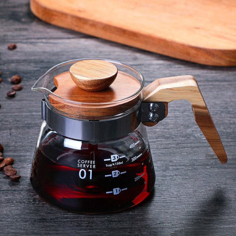 V60 Pour Coffee Pot Over Glass Coffee Dripper Glass Server Coffee Maker Coffee Kettle Brewer Barista Percolator: 400ml
