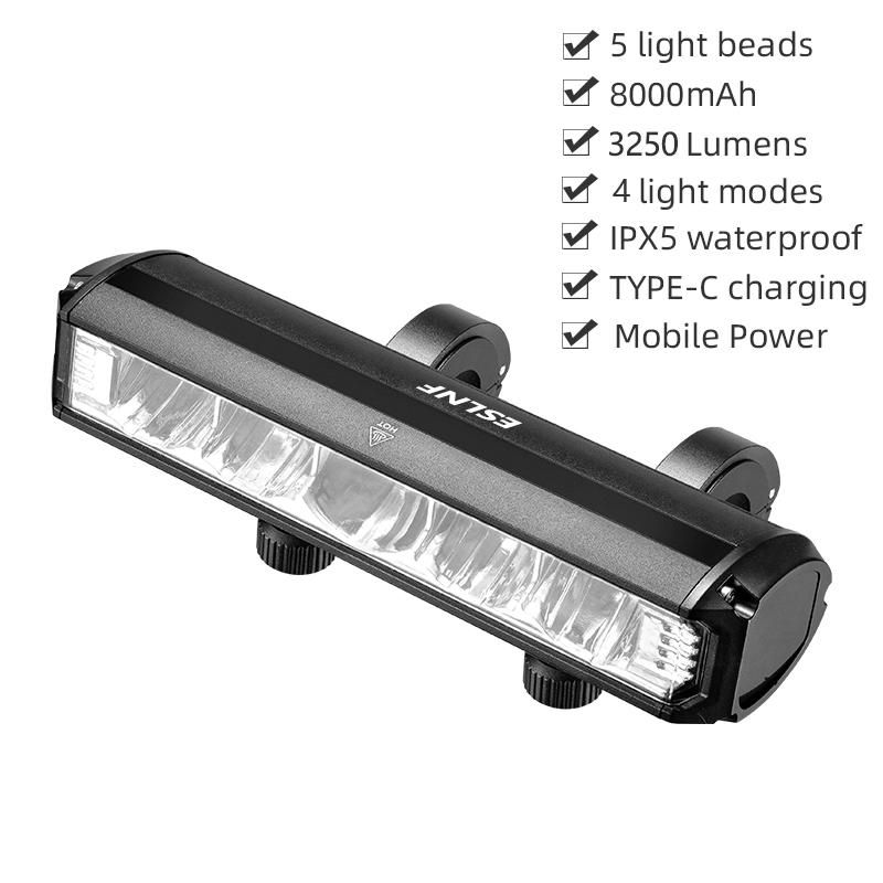 ESLNF Super Bright Bike Headlight Waterproof 900-2600LM Road Bicycle Front Light USB Rechargeable MTB Flashlight Bike Accessorie: Red