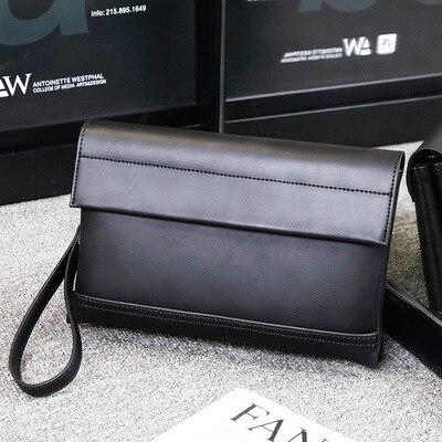 Men Envelope Bags Large Capacity Zipper Mens Clutches Wristlet Purse Handbag Evening Bag Mobile Pouch: Black