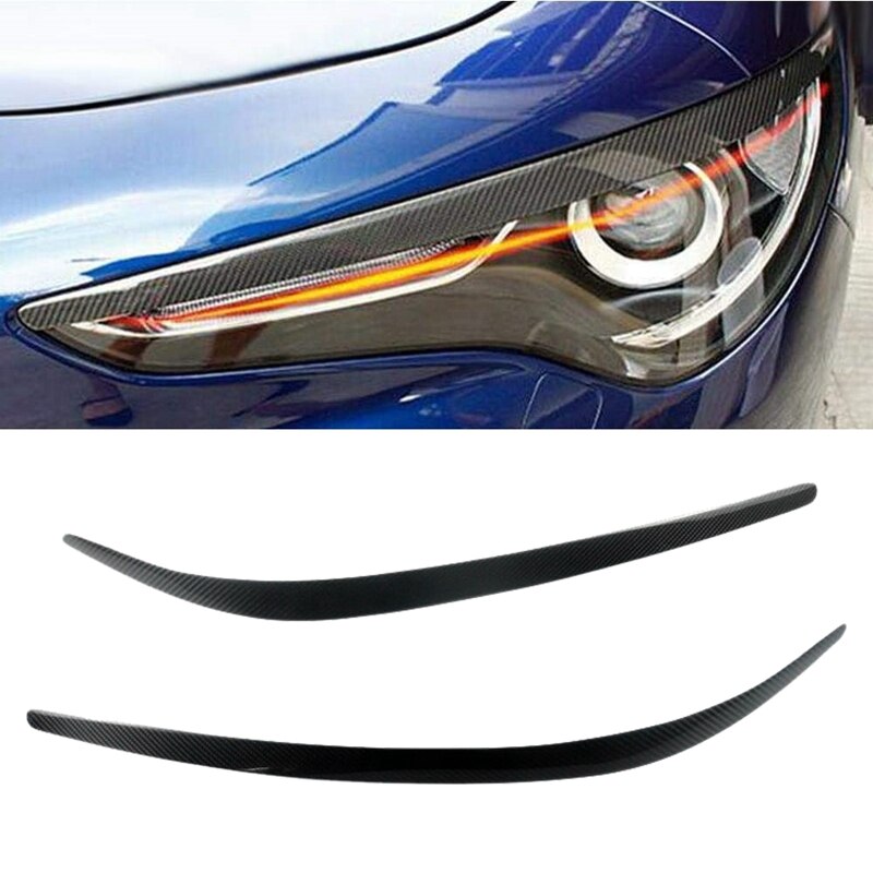 for Alfa Romeo Stelvio Carbon Fiber Headlights Eyebrow Lamp Eyelid Cover Sticker Trim Refitting