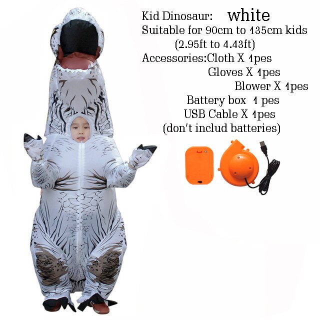 T-rex Dinosaure déguisement gonflable mascotte Deguisement Halloween Pour Animaux Cosplay Dinosaure: Kid Size