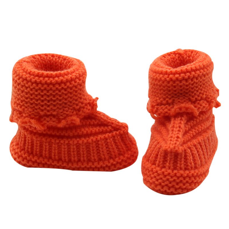 Botas de lana tejida de croché para bebé, zapatos de cuna de lana con lazo, botines de invierno abrigados, 0-6M
