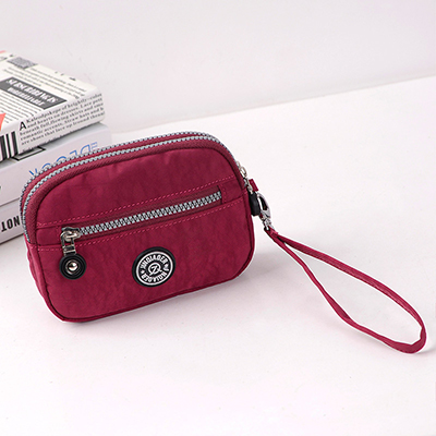 mini coin purse female clutch purse wallet wristlet bags for women waterproof nylon fabric handbag small packet sac: Grape Purple