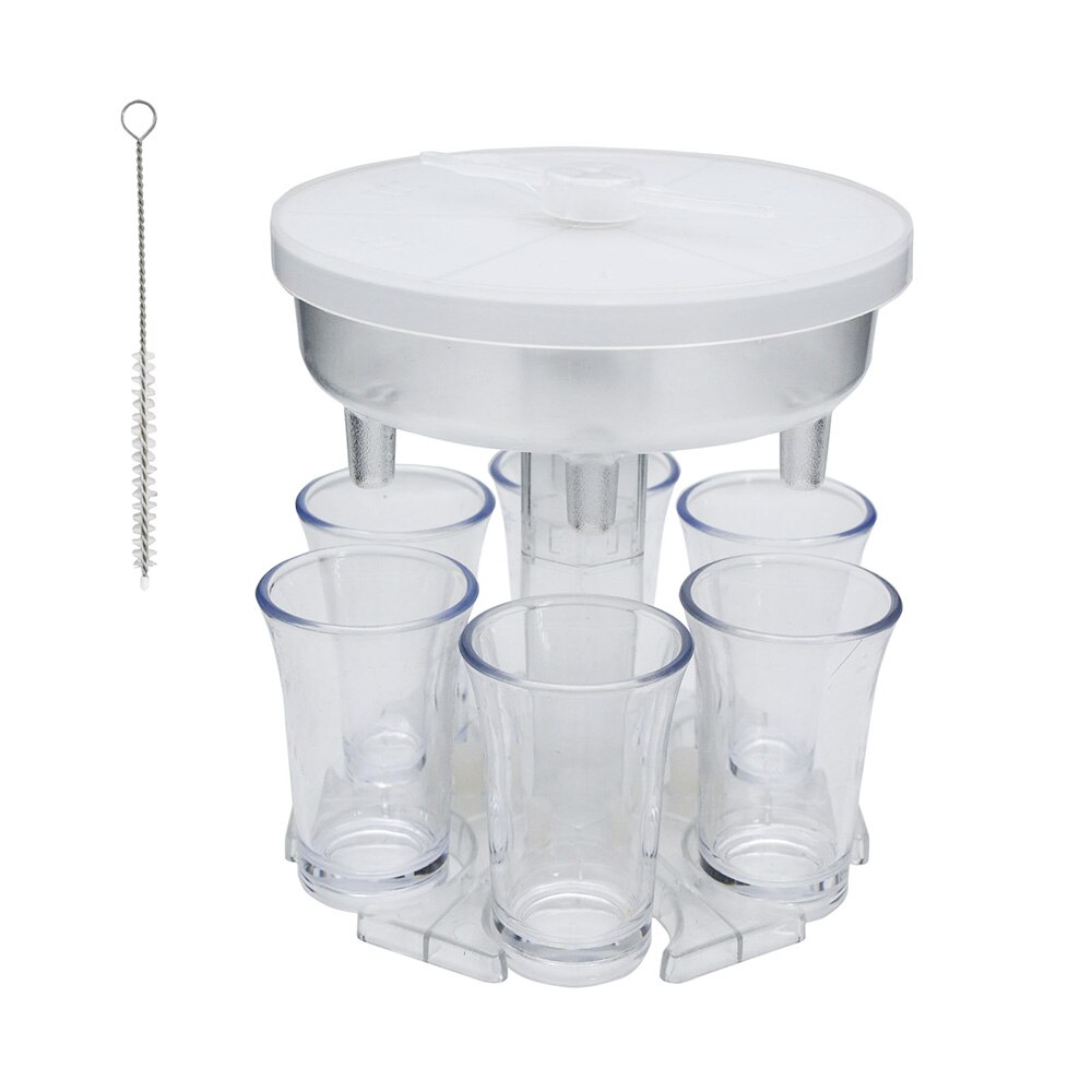 Verbeterde 6 Borrelglas Dispenser Fles Schoten Whisky Glazen Houder Dispenser Met Draaitafel Thuis Bar Party Games Drinken Tool: White set