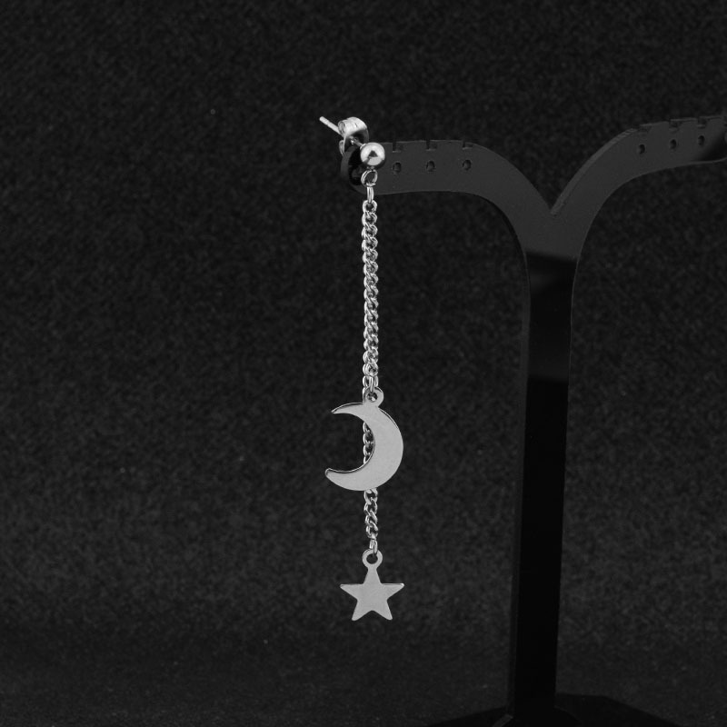 Boucles d'oreilles en acier inoxydable pour hommes/femmes, pendentif étoile lune, pompon Long, unisexe, bijoux Kpop Suga JIMIN, 1 pièce