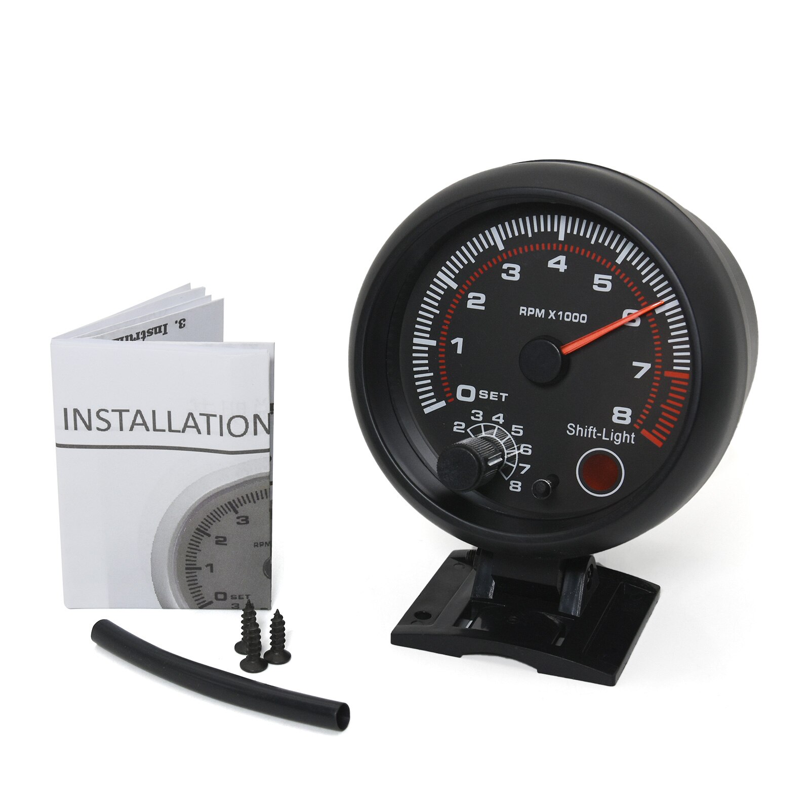 Universal 3.75 Inch 12V White LED Backlit Tachometer Gauge With Red Shift Light For Auto Gasoline Car 0 8000 Rpm I1670658169