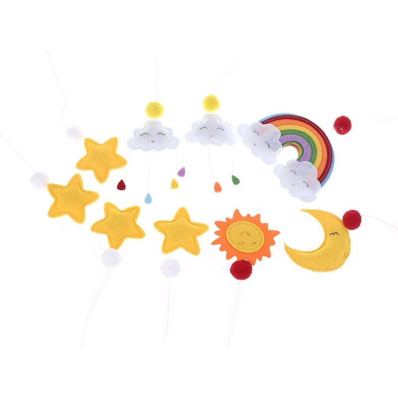 Baby Wolken Sterne Handy, Mobiltelefon Rasseln Spielzeug Bett Glocke Windspiele freundlicher freundlicher Zimmer Hängen Dekorationen handgefertigt nicht-gewebte DIY: Regenbogen