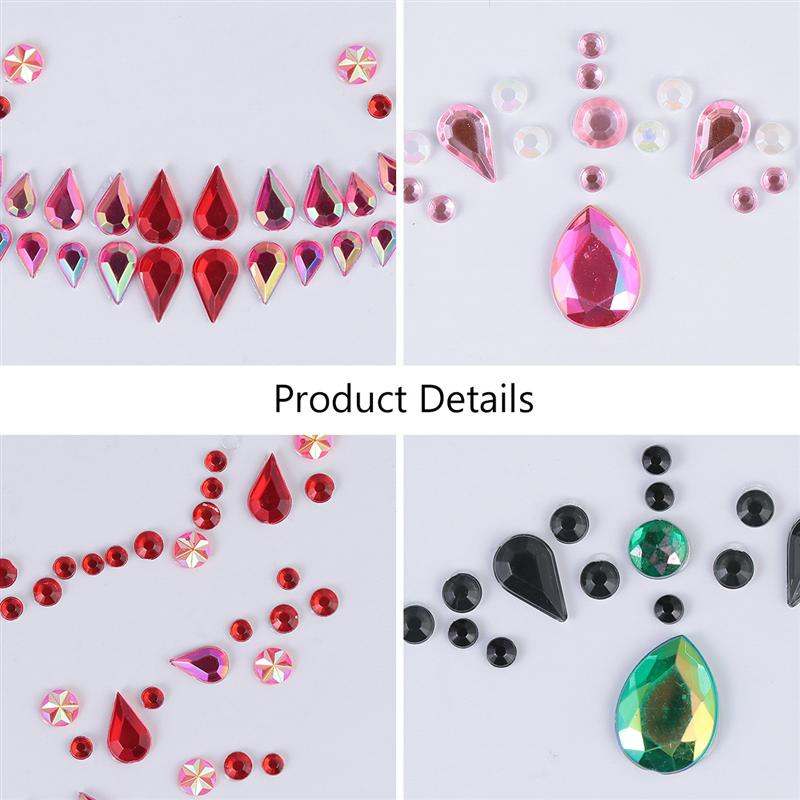 4Pcs Festival Skull Face Sticker Drill Diamond Crystal Makeup Accessories